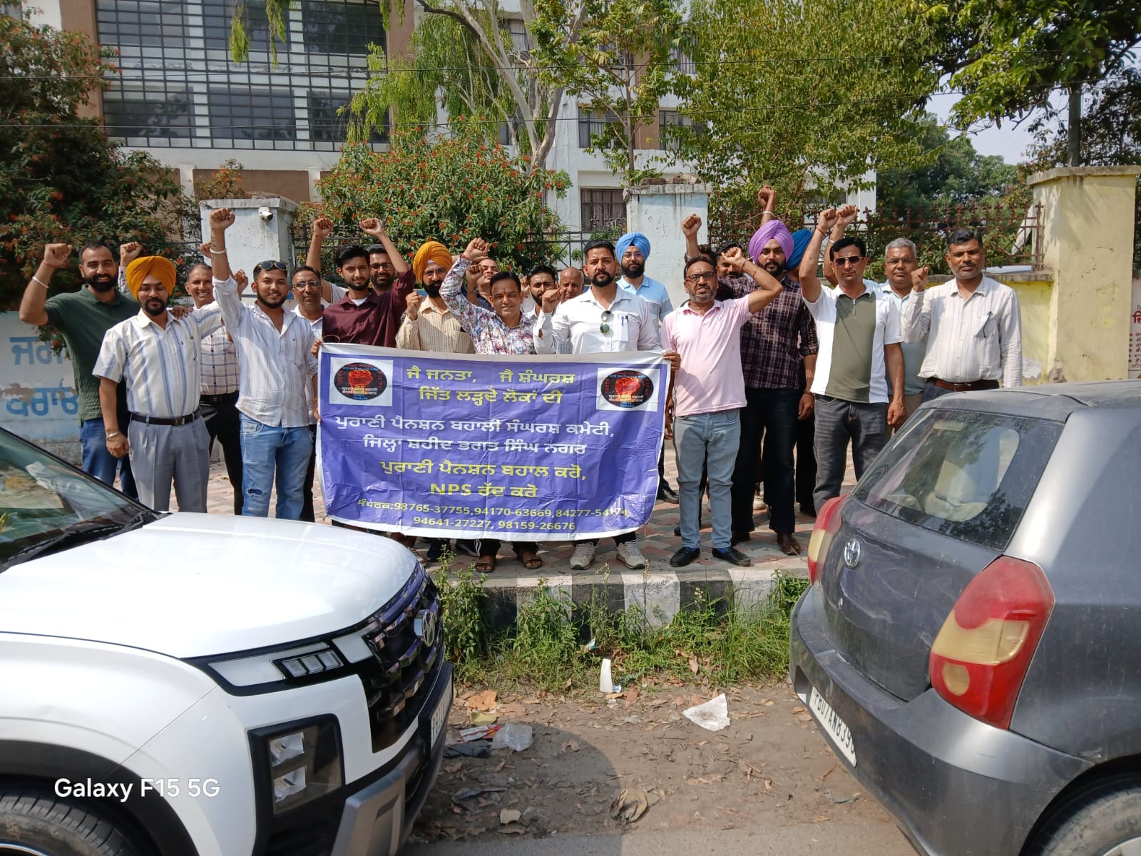 A convoy of 10 cars and 15 motorcycles left for the flag march in Ludhiana.